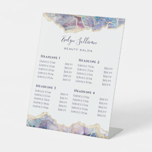 Dark Opal Beauty Salon Price List  Pedestal Sign