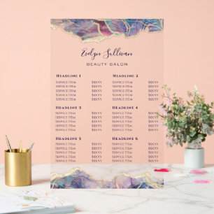 Dark Opal Design Price List Acrylic Sign
