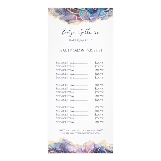 dark opal design price list rack card (Front)