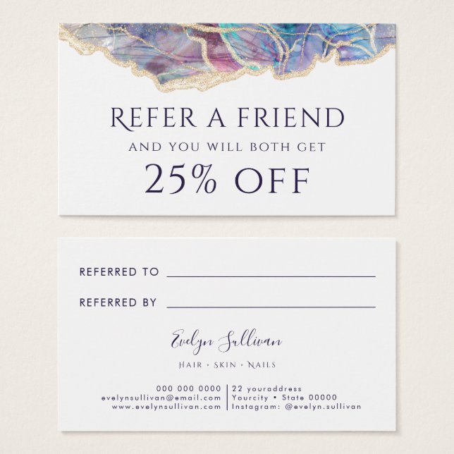 Dark Opal design Referral Card (Front & Back)