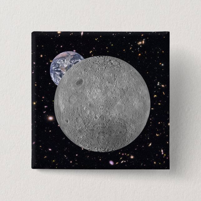 Dark or Far Side of the Moon Starry Sky 2 Inch Square Button (Front)