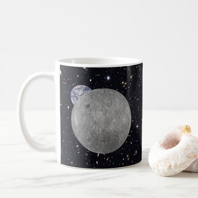 Dark or Far Side of the Moon Starry Sky Coffee Mug (With Donut)