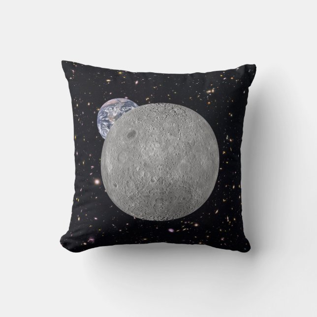 Dark or Far Side of the Moon Starry Sky Throw Pillow (Front)
