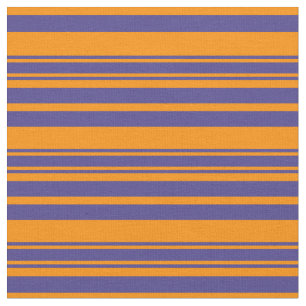 Dark Orange and Dark Slate Blue Lines Fabric
