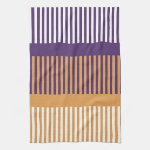 Dark Orange and Purple Stripes Kitchen Towel