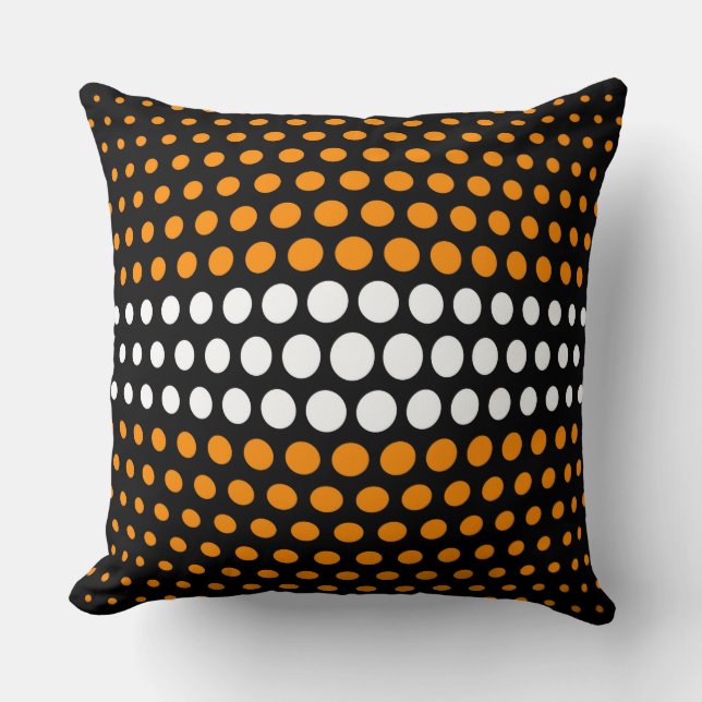 Dark orange and White Polka Dots Pattern Throw Pillow (Front)