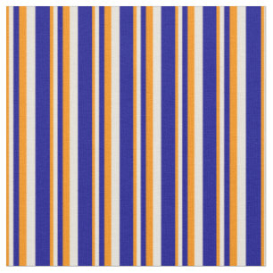Dark Orange, Beige & Dark Blue Lines Fabric