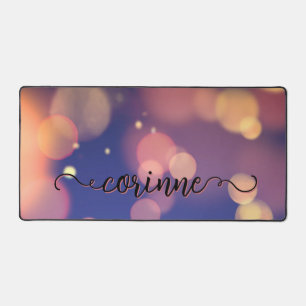 Dark Orange Bokeh Desk Mat