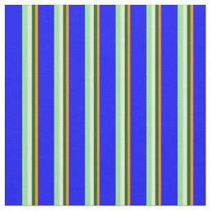 Dark Orange, Dark Green, Beige, Light Green & Blue Fabric