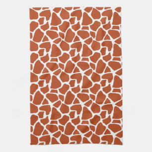 Dark Orange Giraffe Pattern Kitchen Towel