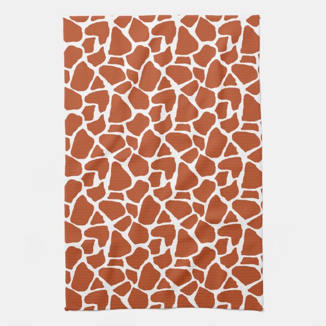 Dark Orange Giraffe Pattern Kitchen Towel (Vertical)