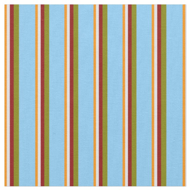 Dark Orange, Lavender, Red, Green & Light Sky Blue Fabric (Close Up)