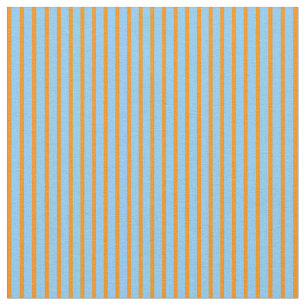 Dark Orange & Light Sky Blue Coloured Stripes Fabric