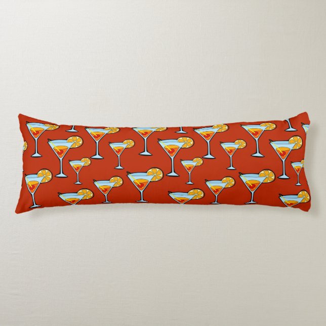 Dark Orange Martini Cocktail Pattern Body Pillow (Front)