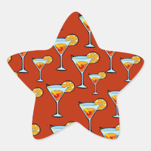 Dark Orange Martini Cocktail Pattern Star Sticker
