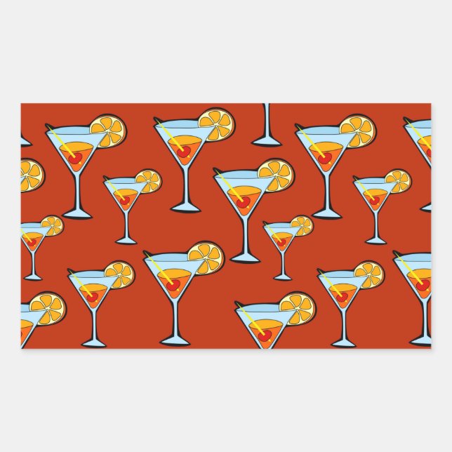 Dark Orange Martini Cocktail Pattern Sticker (Front)