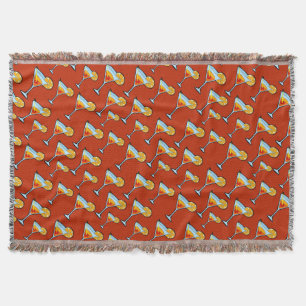 Dark Orange Martini Cocktail Pattern Throw Blanket
