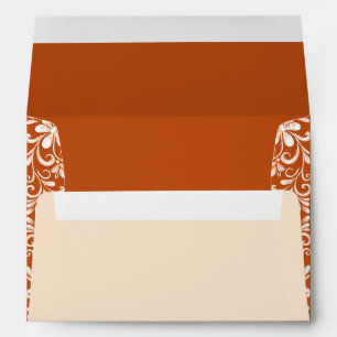 Dark Orange Shabby Chic Wedding Envelope