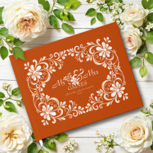 Dark Orange Shabby Chic Wedding Guest Book