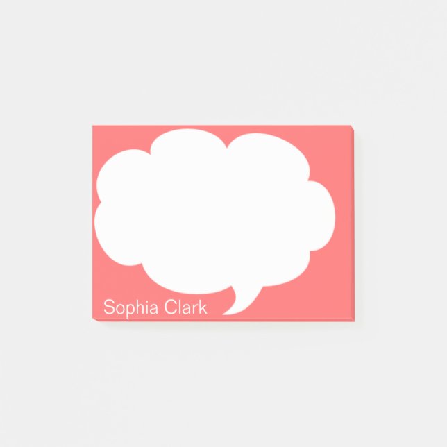 Dark Orange Talk Bubble Rounded Personalized Post-it Notes (Front)
