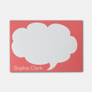 Dark Orange Talk Bubble Rounded Personalized Post-it Notes