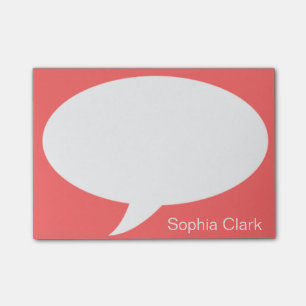 Dark Orange Talk Bubble Rounded Personalized Post-it Notes