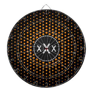 Dark orange Techno Dots Modern Monogram Dartboard