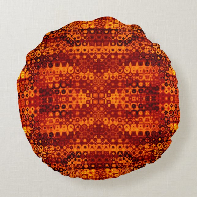 Dark orange throw round pillows pattern. (Back)