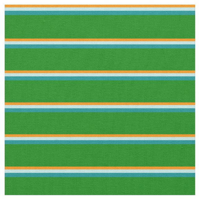 Dark Orange, Turquoise, Dark Cyan & Green Pattern Fabric (Close Up)