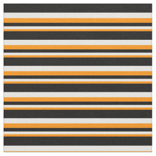Dark Orange, White & Black Lines Pattern Fabric