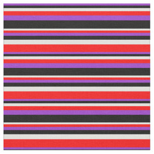 Dark Orchid, Black, Light Cyan, and Red Pattern Fabric