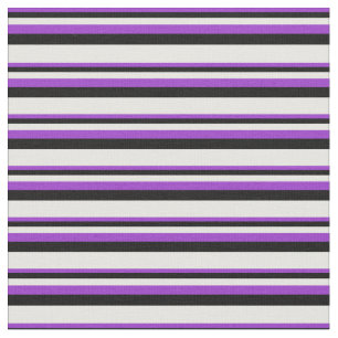 Dark Orchid, Black & White Coloured Lines Fabric