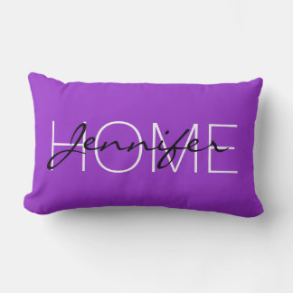 Dark orchid colour home monogram lumbar pillow