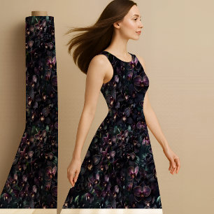 Dark Orchid Gothic Maximalist Botanical Fabric