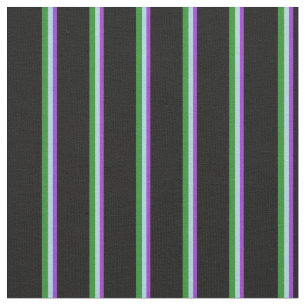 Dark Orchid, Light Blue, Forest Green & Black Fabric