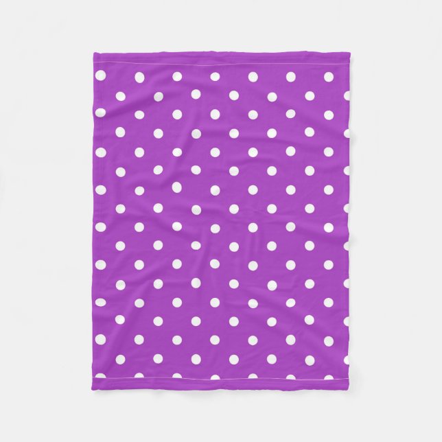 Dark Orchid Polka Dot Fleece Blanket (Front)