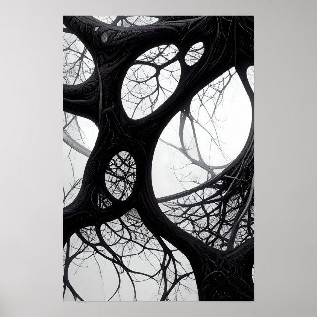 Dark Organic Roots Abstract Poster (Front)
