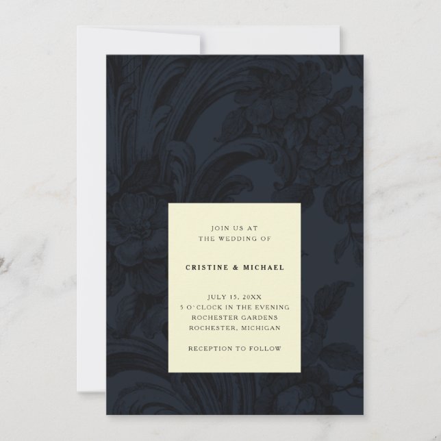 Dark ornamental Victorian wedding Invitation (Front)