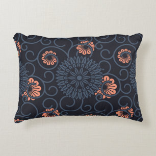 Dark Ornamented Circles Vintage Seamless Accent Pillow
