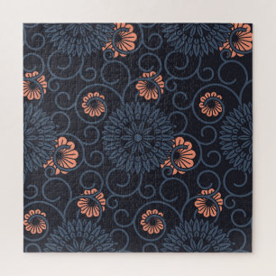 Dark Ornamented Circles Vintage Seamless Jigsaw Puzzle