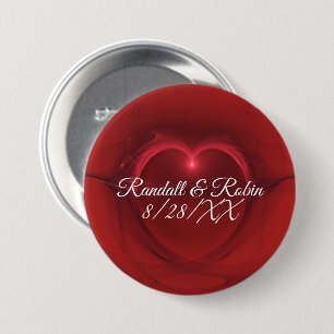 Dark Outlined Centre Lighted Heart On Red Template 3 Inch Round Button