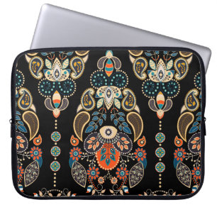 Dark Paisley Floral: Indian Elegance. Laptop Sleeve