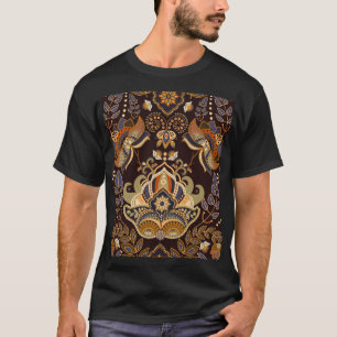 Dark Paisley: Floral Indian Seamless. T-Shirt