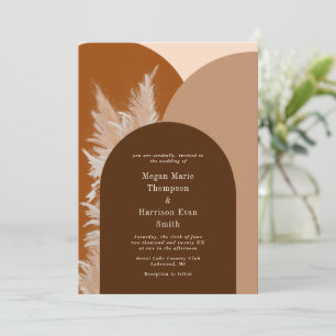 Dark Pampass grass and Arches Wedding Invitation