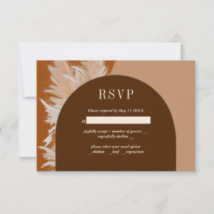 Dark Pampass grass and Arches Wedding RSVP Card