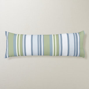 Dark Pastel Blue and Spring Rain Stripes Body Pillow