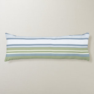 Dark Pastel Blue and Spring Rain Stripes Body Pillow