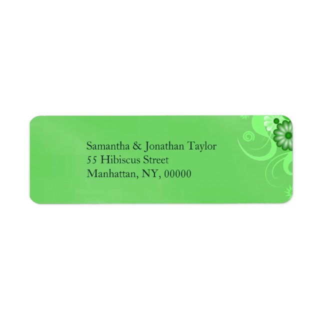 Dark Pastel Green Floral Return Address Labels (Front)
