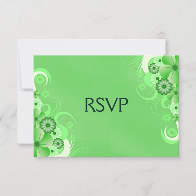 Dark Pastel Green Floral RSVP Response Cards (Front)