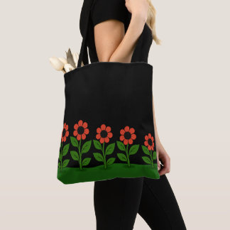 Dark Pastel Red Floral Tote Bag